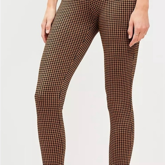 LOFT Brown and Black Leggings with Houndstooth Pattern - Picture 2 of 5